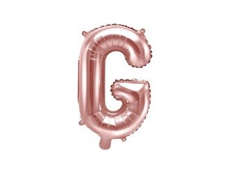Balon foliowy litera "g", 35cm, różowe złoto