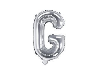 Balon foliowy litera "g", 35cm, srebrny