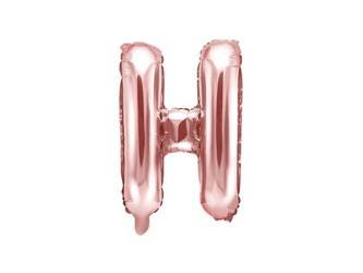 Balon foliowy litera "h", 35cm, różowe złoto