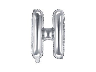 Balon foliowy litera "h", 35cm, srebrny