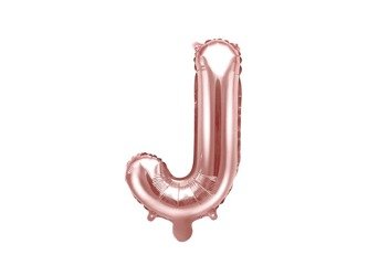 Balon foliowy litera "j", 35cm, różowe złoto