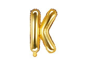 Balon foliowy litera "k", 35cm, złoty