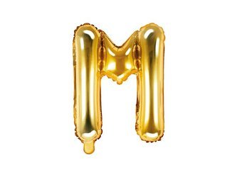 Balon foliowy litera "m", 35cm, złoty