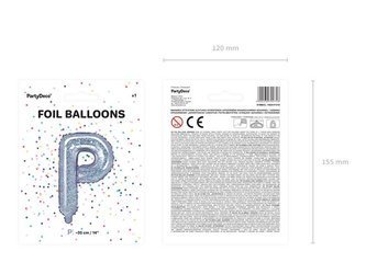 Balon foliowy litera "p", 35cm, holograficzny