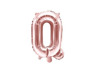 Balon foliowy litera "q", 35cm, różowe złoto