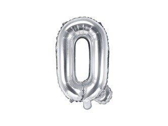 Balon foliowy litera "q", 35cm, srebrny
