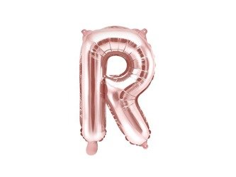 Balon foliowy litera "r", 35cm, różowe złoto