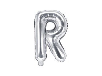 Balon foliowy litera "r", 35cm, srebrny