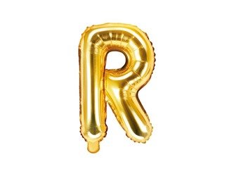 Balon foliowy litera "r", 35cm, złoty