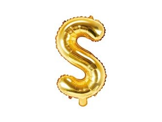 Balon foliowy litera "s", 35cm, złoty