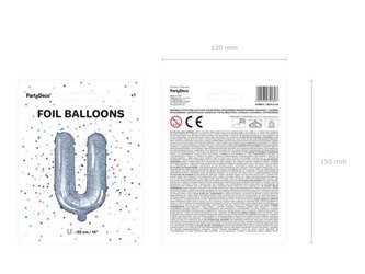 Balon foliowy litera "u", 35cm, holograficzny