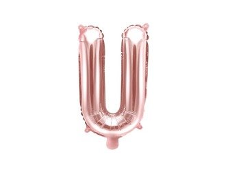 Balon foliowy litera "u", 35cm, różowe złoto