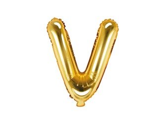 Balon foliowy litera "v", 35cm, złoty