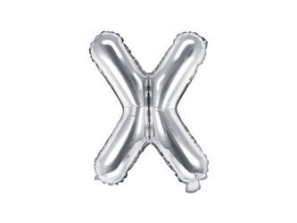 Balon foliowy litera "x", 35cm, srebrny