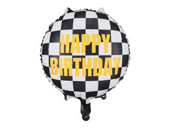 Balon foliowy szachownica Happy Birthday 45cm 026858
