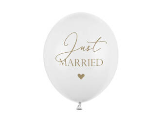 Balony 30cm Just Married P.Pure White 6szt 764408