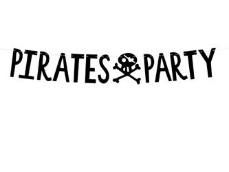 Baner piraci - pirates party, czarny, 14x100cm