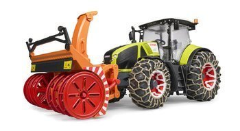 Bruder 03017 traktor claas axion 950 z pługiem śnież.iłańcuchami na kołach 030179