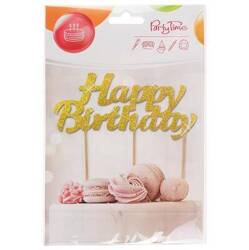 Dekoracja tortu Happy Birthday złota FSC Mix Credit 210393