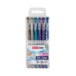Długopisy żelowe metalik easy kids 6 kolorów