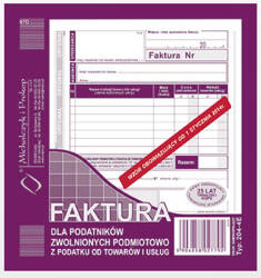 Druk Faktura dla zwonionych podmiotowo z podatku 2/3 A5 027792