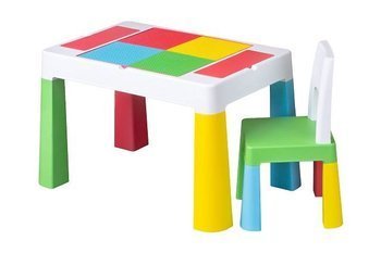 Komplet Multifun Stolik + Krzesło Multicolor 015891 Płytka stolika gładka/klockowa