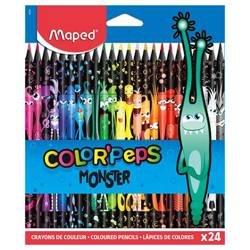 Kredki maped 24kol colorpeps monster w czarnej obudowie trójkątne