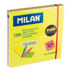 Milan Karteczki samoprzylepne fluo 4 kol 76x76mm 100szt 089995