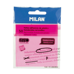 Milan Karteczki samoprzylepne fluo róż przezroczyste 76x76mm 50szt 075950