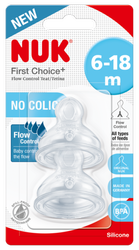 Nuk FC+ Smoczek na butelkę silikonowy 6-18 m-cy Flow Control 2 szt/blc 382409