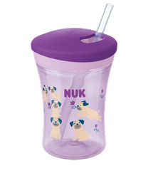 Nuk Kubek niekapek Evolution Action Cup 230ml 12m z silikonową słomką fioletowy