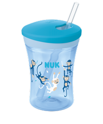 Nuk Kubek niekapek Evolution Action Cup 230ml 12m z silikonową słomką niebieski