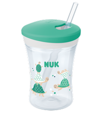 Nuk Kubek niekapek Evolution Action Cup 230ml 12m z silikonową słomką zielony
