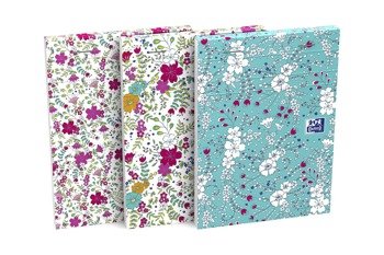 Oxford floral notatnik  a6 - miękka kartonowa okładka - zszywki - linia 6 mm - 80 kartek - miks kolorów