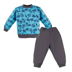 Piżama dziecięca DOBRANOC w rowerki niebieska/grafitowa 110