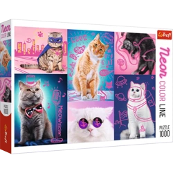 Puzzle Trefl 1000 Neon Color Line Super Cats 105810
