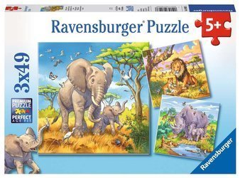 Puzzle ravensburger 3*49el dzikie zwierzęta 080038