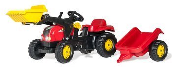 Rolly toys traktor rolly kid z łyżką i przyczepą czerwony 023127