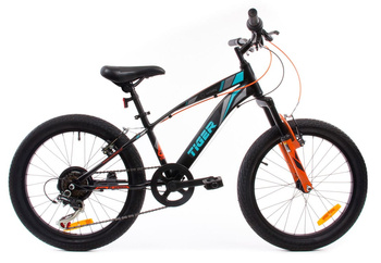 Rowerek 20'' Tiger Bike z amortyzatorem czarno-turkusowo-szaro-pomarańczowy 640149