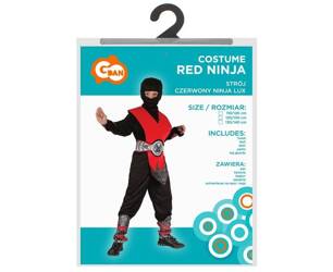 Zestaw Czerwony Ninja (koszula, kaptur, spodnie, ochraniacz, pas) r.110/120cm  671572