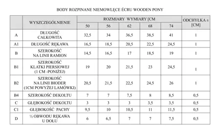 BODY ROZPINANE DLUGI REKAW WOODEN PONY 68 ECRU DRUK PINOKIO