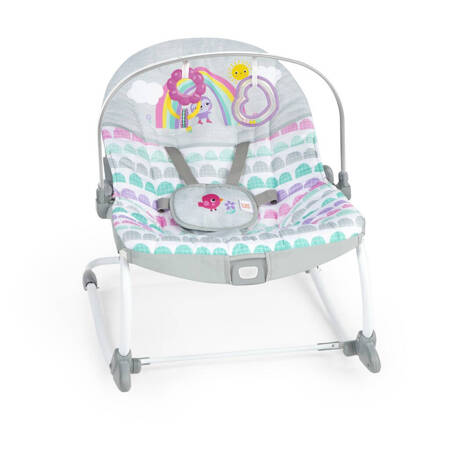 BRIGHT STARTS Leżaczek bujaczek z wibracją Rosy Rainbow 0m+ do 18 kg 130302