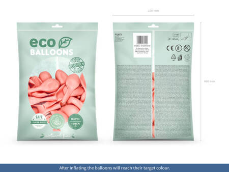 Balon Eco 30cm 100szt pastelowy rumiany różowy 134409