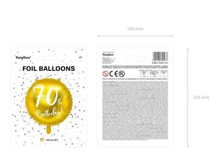 Balon foliowy 70th birthday złoty średnica 45cm 109483