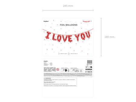 Balon foliowy I love you 260x40cm czerwony 013001