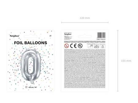 Balon foliowy cyfra 0 srebrny 35cm 772472