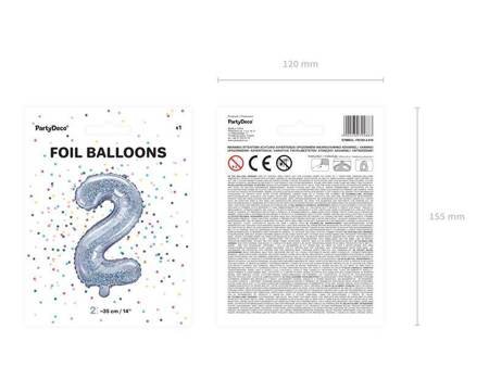 Balon foliowy cyfra 2 holograficzny 35cm 792883