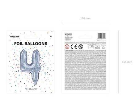 Balon foliowy cyfra 4 holograficzny 35cm 792906