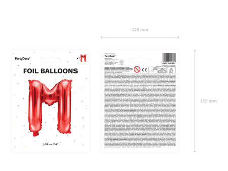 Balon foliowy litera M czerwony 35cm 169661
