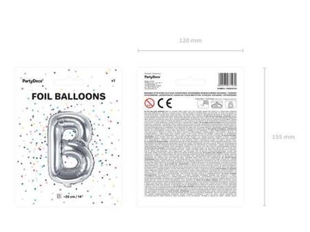 Balon foliowy litera "b", 35cm, srebrny